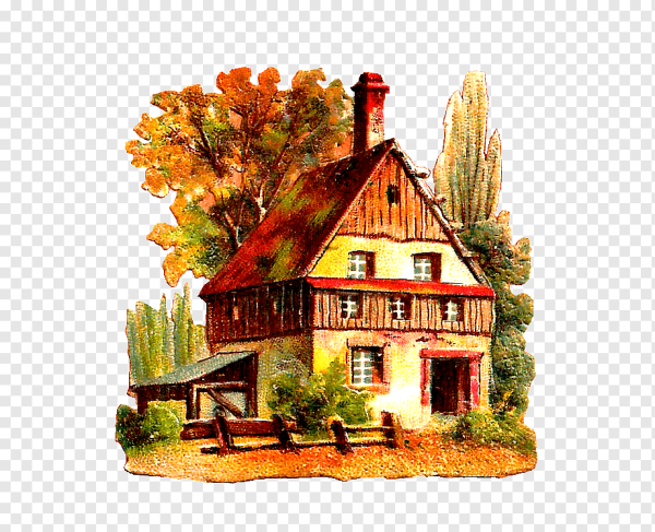 Домик в деревне на прозрачном фоне