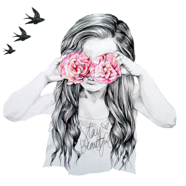 Девушка с цветами рисунок