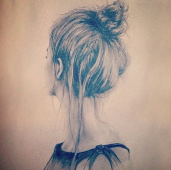 Девушка сзади рисунок