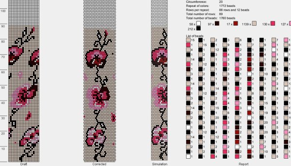 Схема фенечки из бисера на 6 бисерин