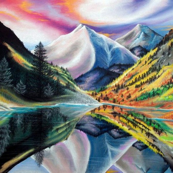 Живопись Горная река холст масло