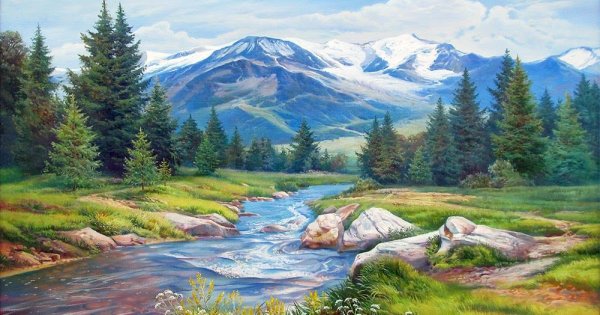 Пейзаж акрилом