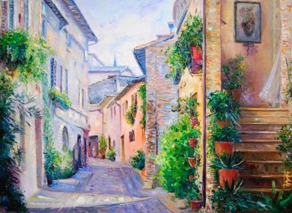 Улочки Италии линейная перспектива