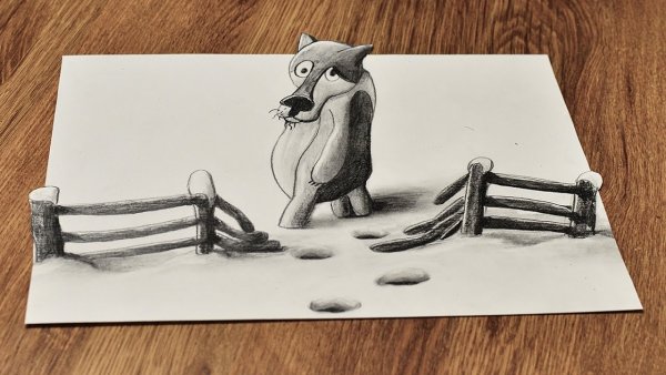 Кошка карандашом