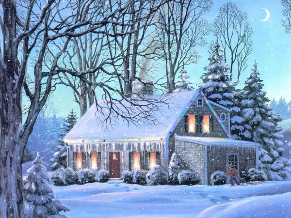 Заснеженный сказочный домик