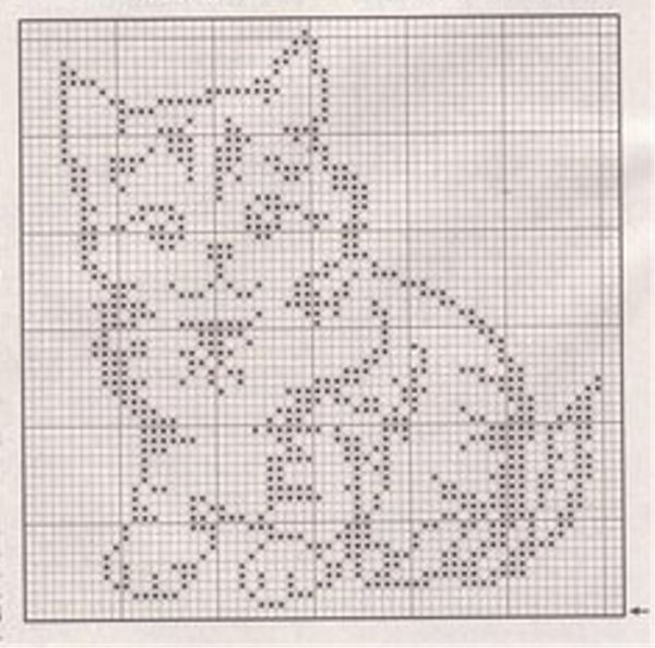 Филейное вязание крючком схемы кошки