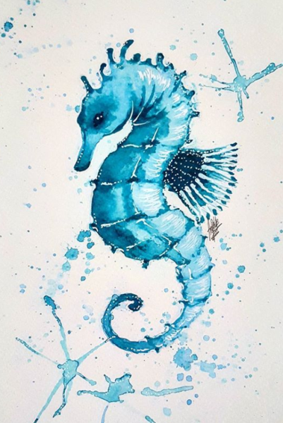 Морской конек маркером