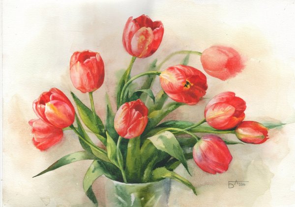 8 Марта акварель