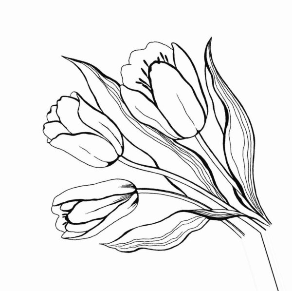 Рисование цветов плоской кистью