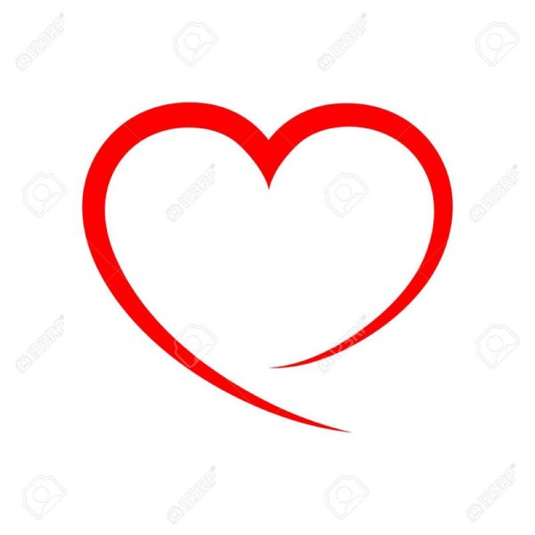 Сердце красное контур