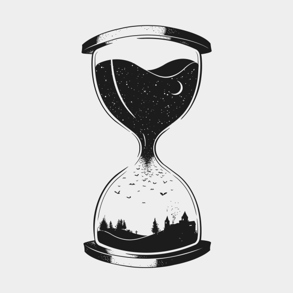 Песочные часы черно белые