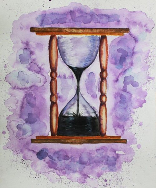 Песочные часы акварель