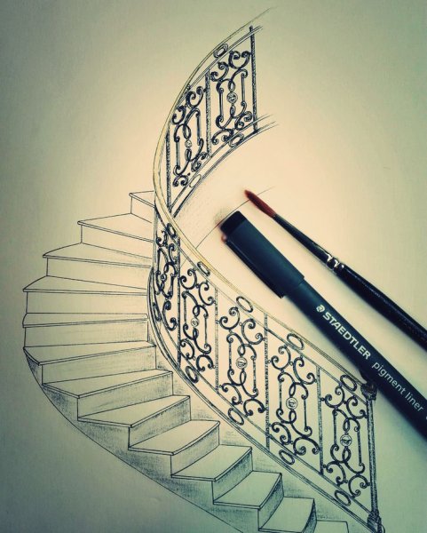 Красивая нарисованная лестница