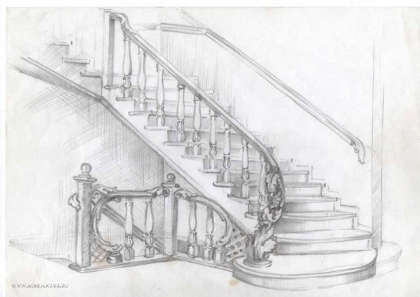 Красивая нарисованная лестница