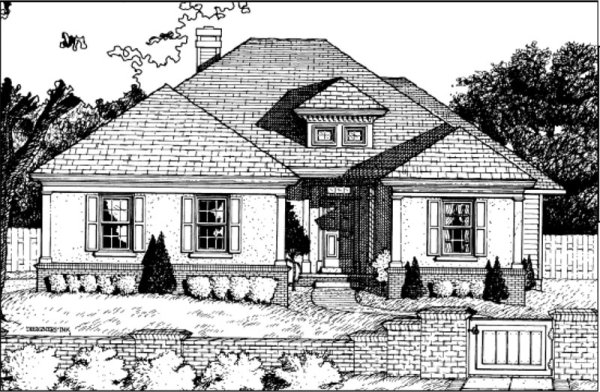 Одноэтажный дом карандашом