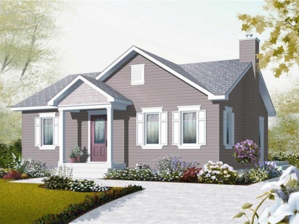 Одноэтажный дом на белом фоне