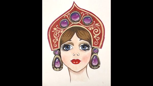 Кокошник рисунок карандашом