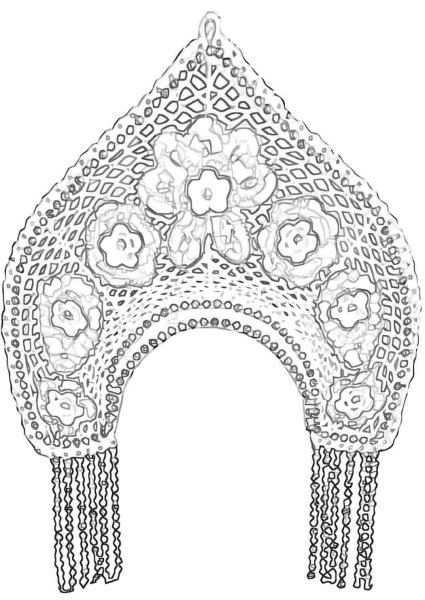 Кокошник древней Руси рисунок