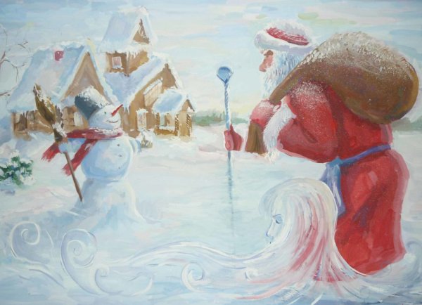 Дед Мороз урок рисования