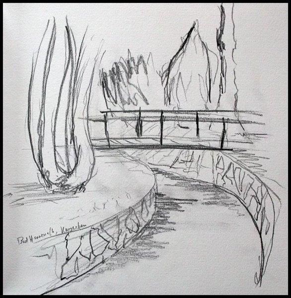 Живописный набросок фрагмента сада