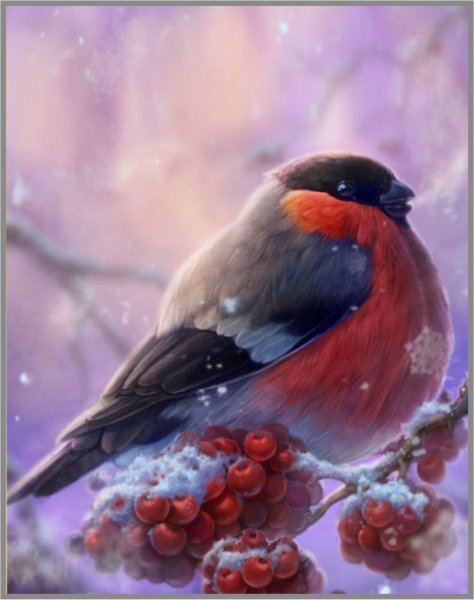 Алмазная мозаика "Снегири"