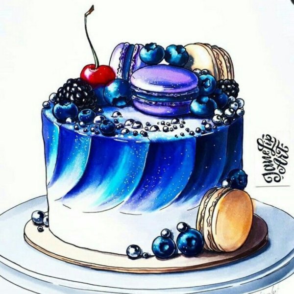 Тортик акварель