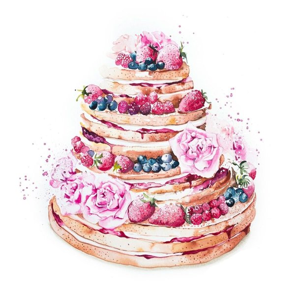 Пирожные акварелью