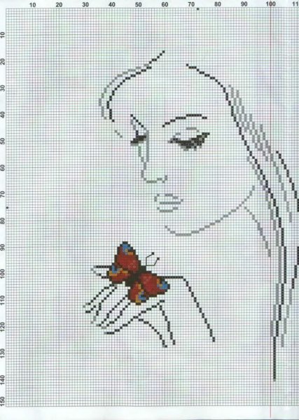 Монохромная вышивка цветы