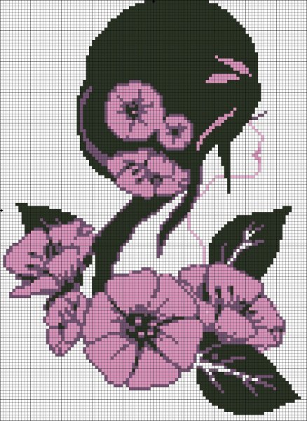 Единорог Монохромная вышивка