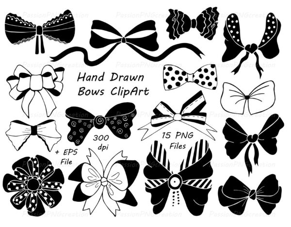 Розовый бант нарисованный