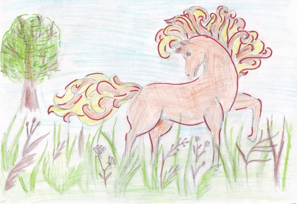 Конек горбунок кобылица с золотой гривой