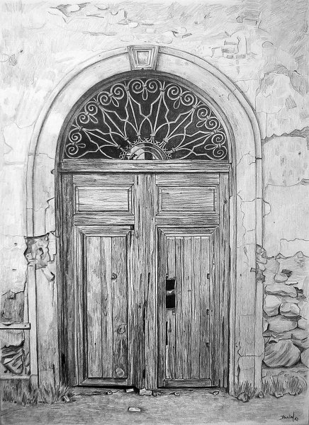 Дверь акварелью