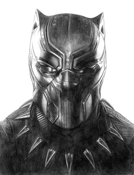 Черная пантера Марвел карандашом