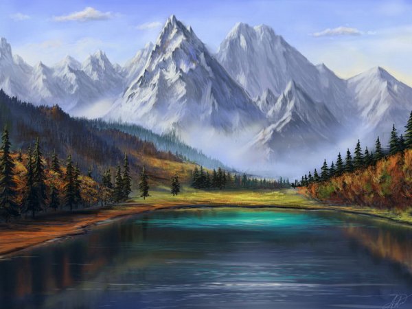 Горный пейзаж живопись