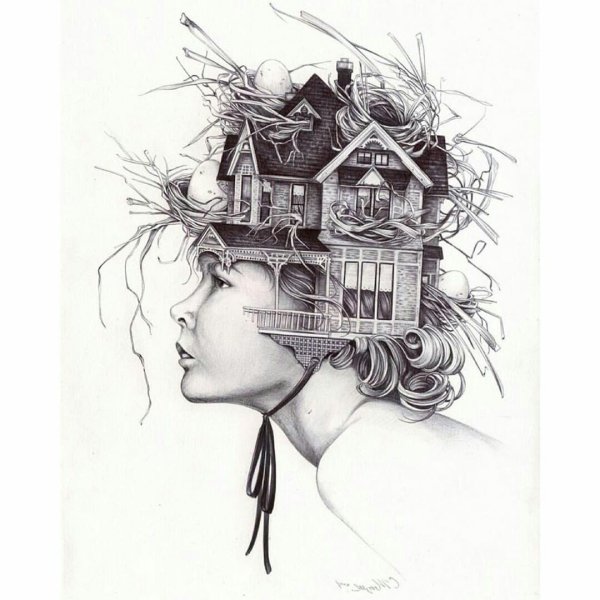 Абстрактная композиция тушью