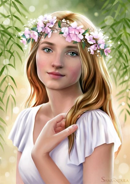 Женщина с венком на голове