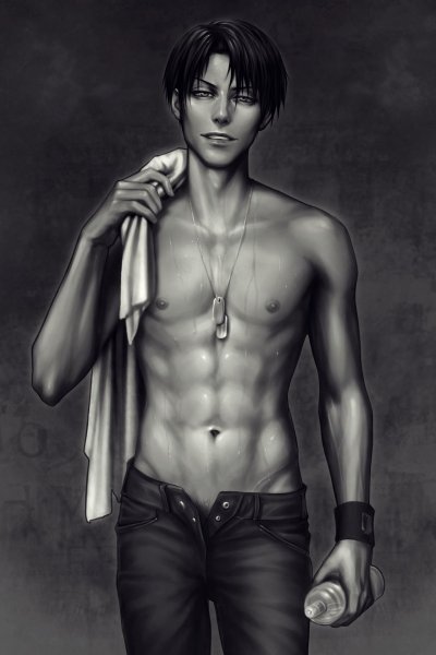 Леви Аккерман арт полураздетый