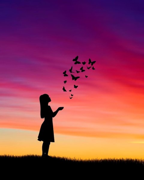 Силуэт человека на закате