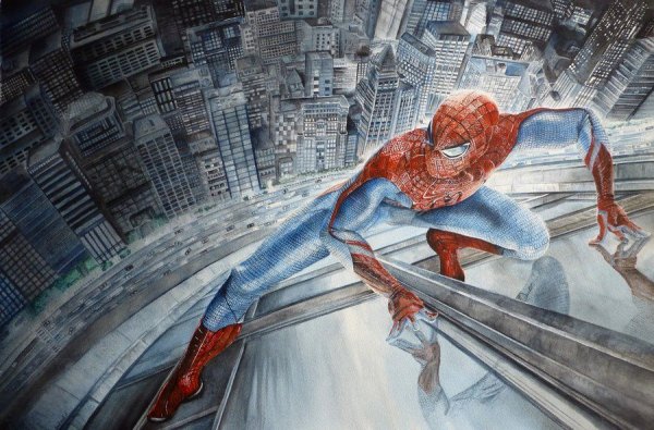 Человек паук картина маслом