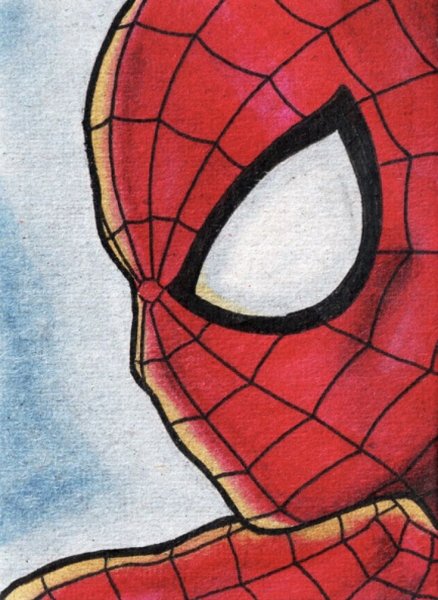 Человек паук цветными карандашами
