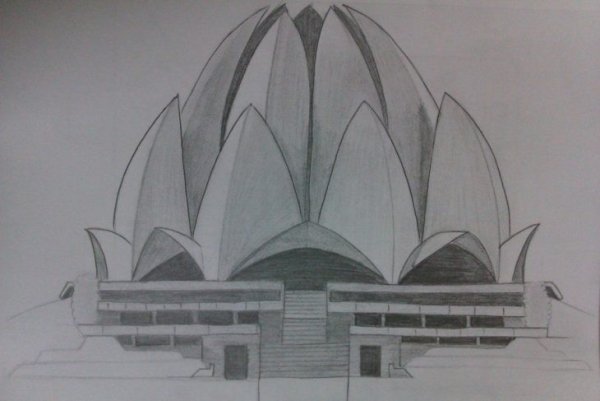 Храм лотоса Дели Индия эскиз