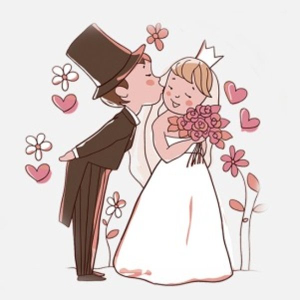 Жених и невеста нарисованные