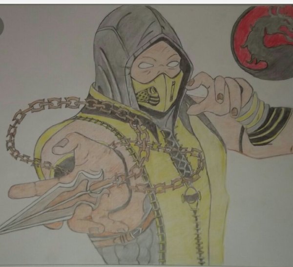 Скорпион из мортал комбат рисунок карандашом