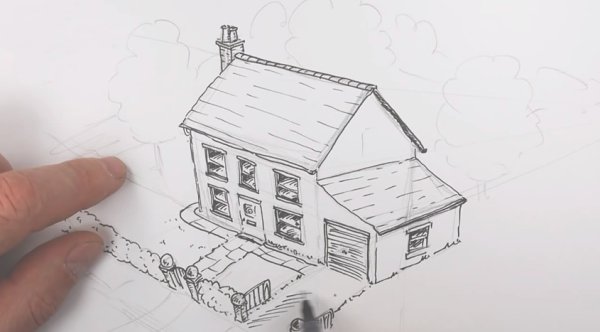 Рисунки домов карандашом для начинающих