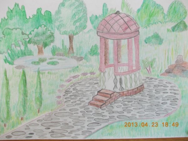 Рисунок на тему японский сад