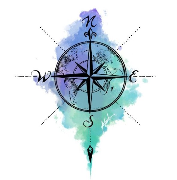 Тату арт роза ветров