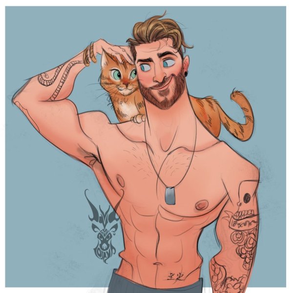 Нарисованный мужчина с бородой