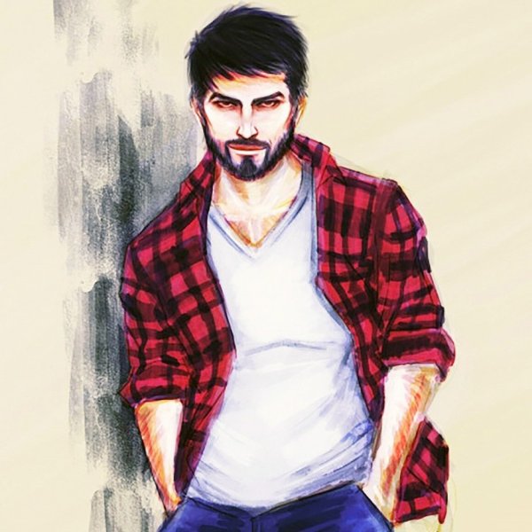 Парень с бородой арт