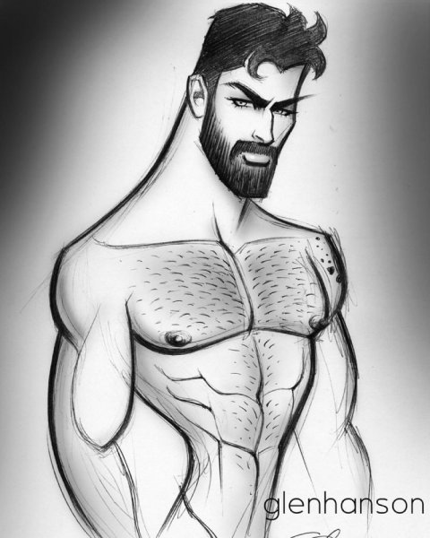 Рисованный бородатый мужчина