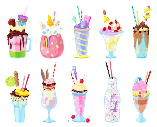 Коктейль с пироженнымъ вектор